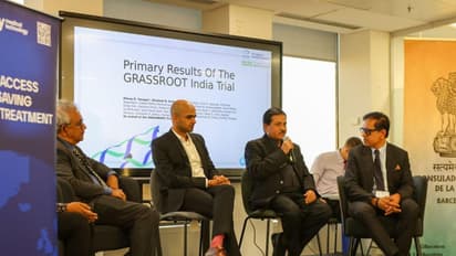 Dr Shailesh B Gaikwad (holding mike), Professor & Head, Department of Neuroimaging & Interventional Neuroradiology, AIIMS New Delhi (File Photo/AIIMS New Delhi)