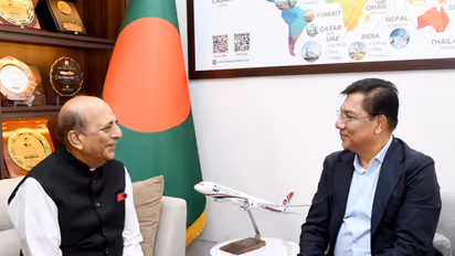India's High Commissioner to Bangladesh, Dinesh Trivedi, with Bangladesh's Minister of Civil Aviation and Tourism, M Rashiduzzaman Millat, in Dhaka. (Photo: X/@ihcdhaka)