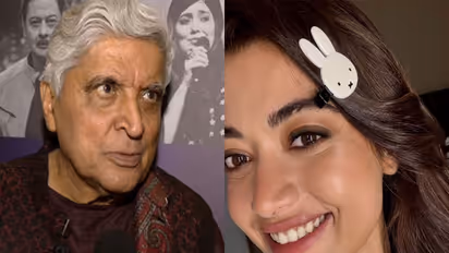 Lyricist Javed Akhtar (L) Rashmika Mandanna (R) (Photos/ANI/Instagram/rashmika_mandanna)