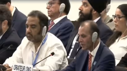 Jamil Maqsood, political activist, addresses the 63rd session of the United Nations Human Rights Council (UNHRC) in Geneva. (Photo/UNTV)