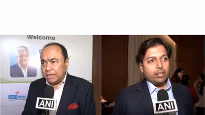 Nirmal K. Minda, ASSOCHAM President and Chairman, Uno Minda Group; Nishant Arya, Chairman ASSOCHAM's National Council on Green Mobility and Vice Chairman, JBM Group (Photo/ANI)