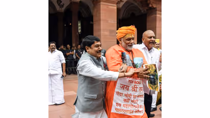 MP Pappu Yadav stages a skit in Parliament (Photo/ANI)