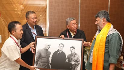 Chief Representative of the Central Tibetan Administration (CTA), Jigmey Tsultrim meets Karnataka Chief Minister D.K. Shivakumar at his residence (Photo/Karnataka CMO)