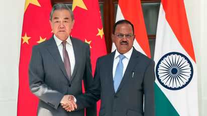 Chinese FM Wang Yi with National Security Advisor Ajit Doval in 2025 (File Photo/ANI)