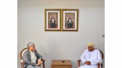 US Ambassador to Oman Ana Escrogima meets Khalifa bin Ali Al Harthy, Undersecretary of the Omani Foreign Ministry for Political Affairs (Photo/X/@USEmbMuscat)
