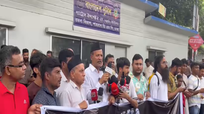 Bangladesh Jatiya Hindu Mohajote stages protest in Dhaka (Photo/ANI)