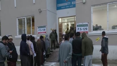 Visuals from a polling booth in Budgam in Jammu and Kashmir (Photo/ANI)
