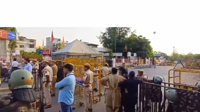 Heavy police deployment in Jaipur during JDA anti-encroachment drive (Photo/ANI)