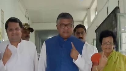 BJP MP Ravi Shankar Prasad with his wife Maya Shankar and son Aditya Shankar Prasad (Photo/ANI)