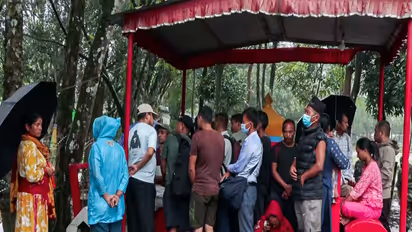 People gathered after being evacuated in Trishuli, Nuwakot district (Photo/ANI)