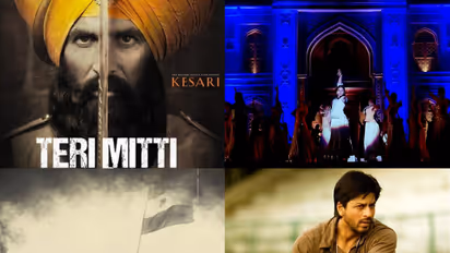 L-R Teri Mitti (Photo/ZeeMusicCompany), Des Rangila (Photo/YRF), Vande Mataram (Photo/AR Rahman) and Chake De India song (Photo/YRF)