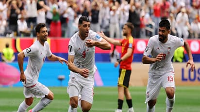 Soccer Football - FIFA World Cup 2026 - Group G - Belgium v Iran - Los Angeles Stadium, Inglewood, California, U.S. - June 21, 2026 Iran's Mehdi Taremi celebrates scoring a goal that was later disallowed for offside. (Photo: REUTERS)