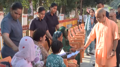 Uttar Pradesh CM Yogi Adityanath in Janta Darshan in Gorakhpur (Photo/ANI)