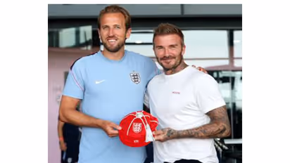 Harry Kane (L) and David Beckham (R) (Photo: X/@England)