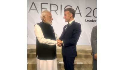 Prime Minister Narendra Modi with Emmanuel Macron, President of France (Photo: X@narendramodi)