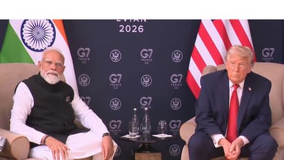Prime Minister Narendra Modi and US President Donald Trump hold bilateral talks on the sidelines of the G7 Summit in Évian-les-Bains, France. (Photo/ANI)