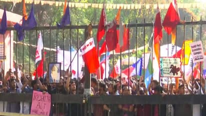 JNU students protesters locked inside university amid protest against VC (Photo/ANI)