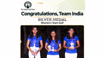 India women's golf team which won silver medal at Asian Games 2026. (Photo: Instagram/ The Indian Golf Union)