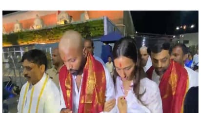 Hardik Pandya and Mahieka Sharma visited Sri Venkateswara Swamy Temple in Tirumala (Photo: ANI)