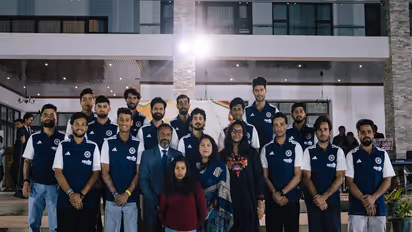 Indian cricket team with the Indian ambassador to Zimbabwe, Bramha Kumar and his family. (Photo: X/ @BCCI)