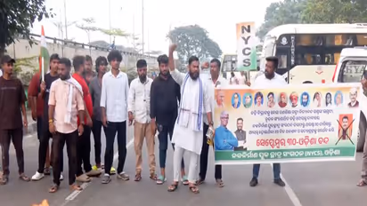 Members of Naba Nirman Krushak Sangathan (NNKS) and Nabnirman Yuva Chhatra Sangathan (NYCS) protest in Bhubaneswar (Photo/ANI)