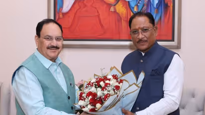 Vishnu Deo Sai with Union Health Minister J.P. Nadda (Photo/ANI)