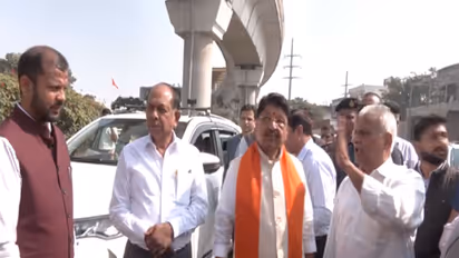 MP Minister Kailash Vijayvargiya is inspecting the Indore metro work (Photo/ANI)