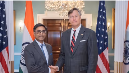 Foreign Secretary Vikram Misri with US Deputy Secretary of State Christopher Landau (Photo: X@MEAIndia)