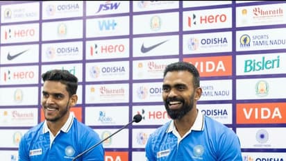 Indian skipper Rohit and Indian coach PR Sreejesh. (Photo: HI Media)