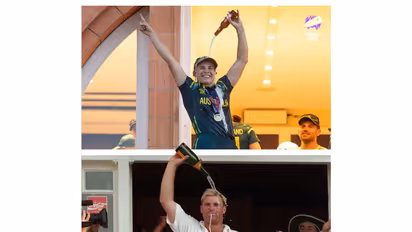 Sophie Molineux recreates Warne's iconic celebration. (Photo: @ICC Instagram)