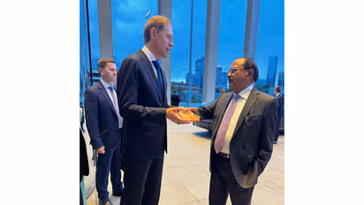 National Security Advisor Ajit Doval with Denis Manturov, First Deputy Prime Minister of the Russia (Photo/ANI)