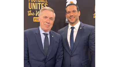 Brazil Football Confederation President Samir Xaud (R) with Brazil head coach Carlo Ancelotti (Photo: X/ @CBF_Futebol)