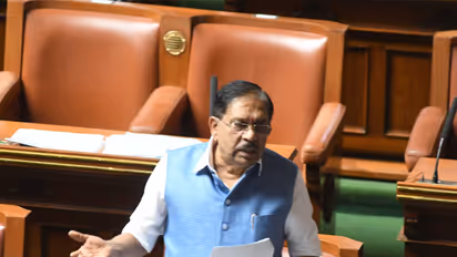 Karnataka Deputy Chief Minister G Parameshwara addresses the Legislative Assembly during a discussion on the state's financial position and drought situation in Bengaluru. (Photo: ANI)