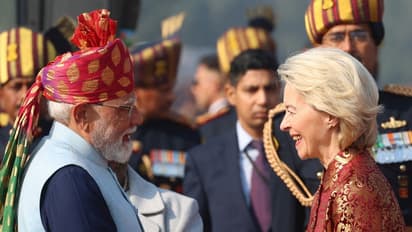 President of the European Commission, Ursula von der Leyen with Prime Minister Narendra Modi (Photo: X@narendramodi)