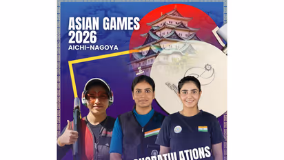 India clinched silver in women's trap team event at Asian Games 2026 (Photo: X/@mansukhmandviya)