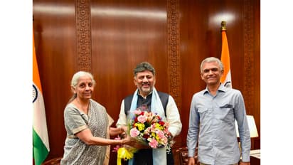 Karnataka Chief Minister DK Shivakumar meets Union Finance Minister Nirmala Sitharaman (Photo/X/@nsitharamanoffc)