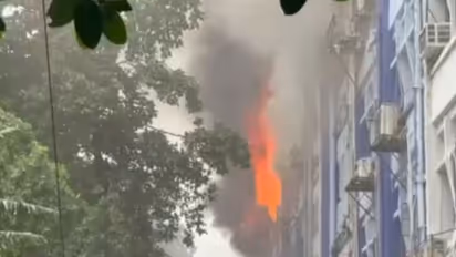 A fire broke out at the South 24 Parganas Zilla Parishad office near Alipore Court, (Photo/ANI)