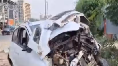 Visuals of the damaged car (Photo/ANI)