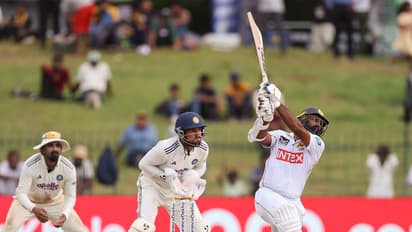 Sri Lanka's Lahiru Kumara playing a shot during second Test in Colombo. (Photo: ANI)