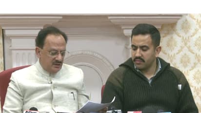 Industry Minister Harshvardhan Chauhan and Pwd Minister Vikramaditya Singh Press Conference (Photo/ANI)