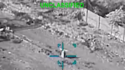 An unclassified image released by US Central Command (CENTCOM) shows a targeted site during US military operations against Iranian assets. (Photo: X/@CENTCOM)