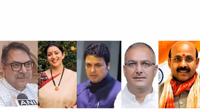 BJP leaders Satish Poonia, Smriti Irani, Biplab Kumar Deb, Sanjay Bhatia, Harish Dwivedi (L to R) (Photo/ANI,X)