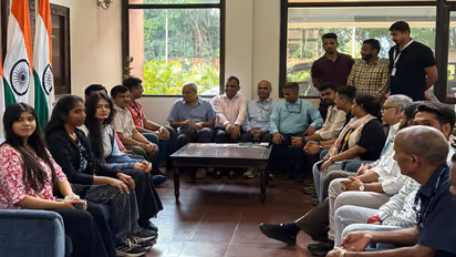 Indian ambassador to Nepal Naveen Srivastava meets the Indian forensic team (Photo/@navsri6619)