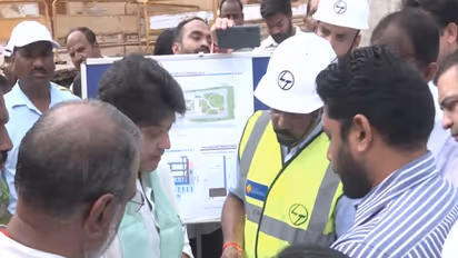 Union Minister Jyotiraditya Scindia inspected multi-level parking project in Gwalior (Photo/ANI)