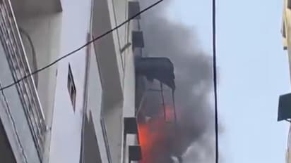 Massive fire breaks out at a PG accommodation in Subzi Mandi area (Photo/ANI)
