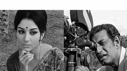 Young Sharmila Tagore (L) Satyajit Ray (R) (Photo:The Film Heritage and X/@cpimspeak)