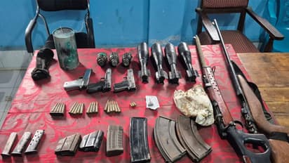 Arms and ammunition recovered by security forces of Manipur. (Photo/X@manipur_police)