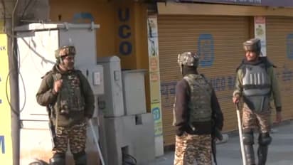 Security forces at Lal Chowk in Sringar (Photo/ANI)