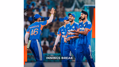 Team India celebrating. (Photo: @BCCI X)