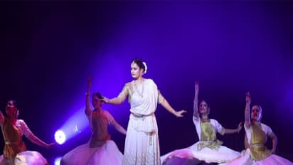 Artists perform during the Kathak dance theatre production “Mihira” at the India Habitat Centre in New Delhi (Photo/ANI)